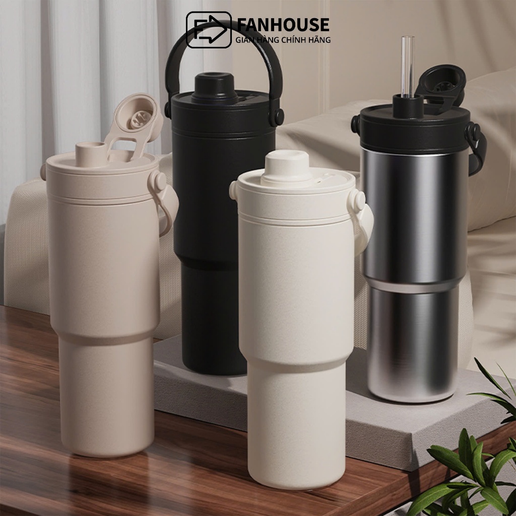 Ly giữ nhiệt Simply Inox 316 cao cấp 735ml lõi phủ sứ cốc giữ nhiệt Fan House có ống hút, quai xách | BigBuy360 - bigbuy360.vn