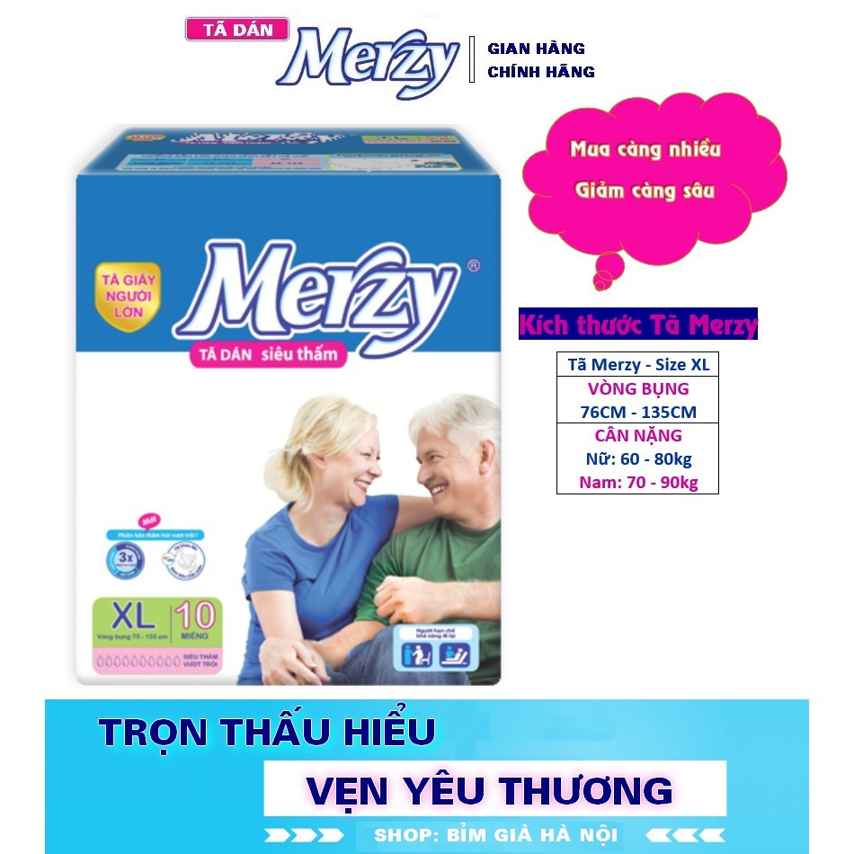 Bỉm người già Merzy XL10 ML10 M10 miếng FULL SIZE, #Tã Merzy #Tã già Merzy #bỉm già Merzy #bỉm merzy #merzy #bỉm già