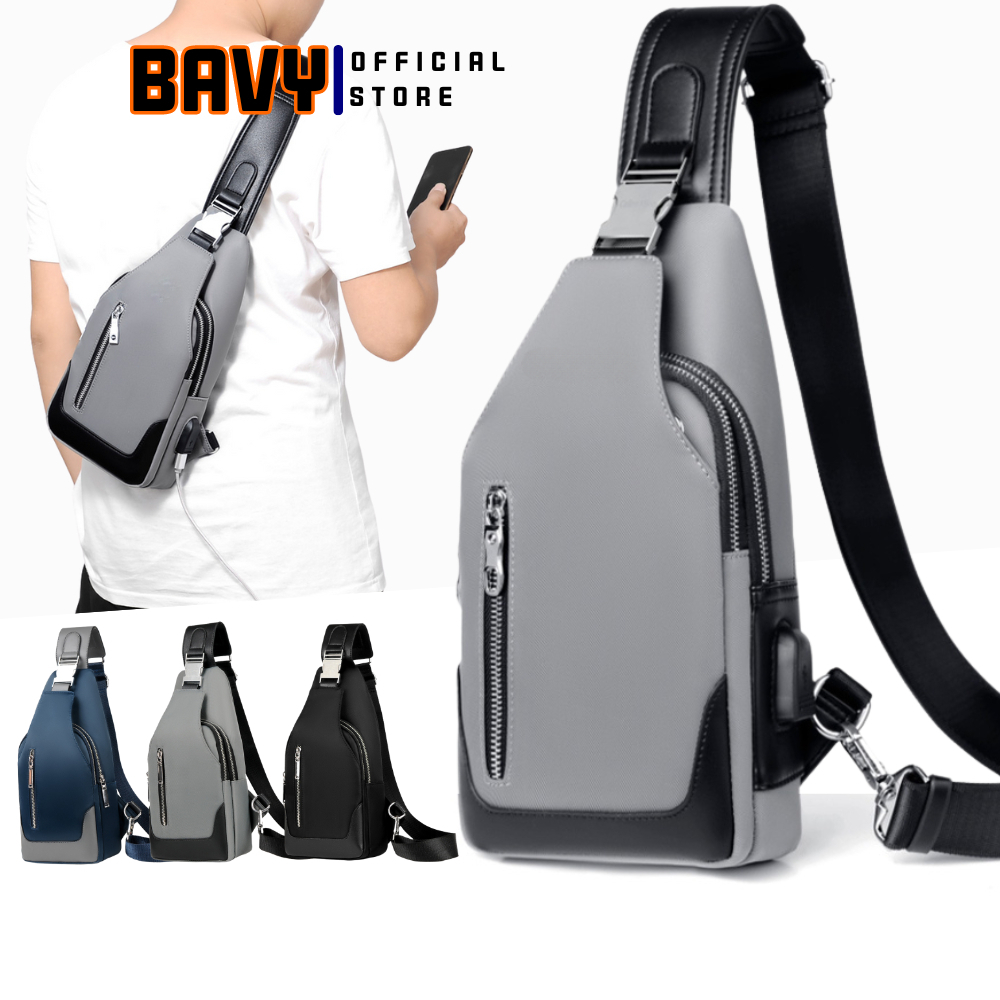 Túi đeo chéo nam da chống nước mini cao cấp thời trang du lịch đi chơi, Túi nam đeo chéo BAVY FASHION đứng form TĐC04ABC