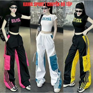 Bộ thể thao nữ quần jogger kaki túi hộp dáng thụng áo croptop chất thun co giãn tập gym zumba aerobic shuffle dance 