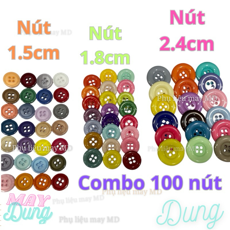 Nút 4 lỗ trơn combo bịch 120 nút