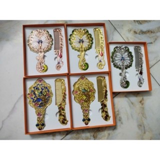 Bộ gương lược mini cầm tay trang điểm nhiều hoạ tiết, phụ kiện hầu đồng cao cấp