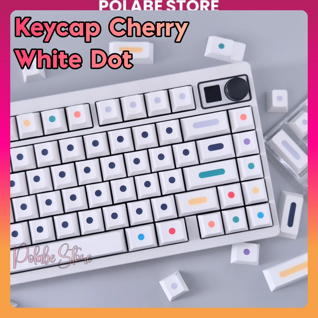 Nút bấm Keycap White Dot Cherry Profile bàn phím Polabe Store Keycap phong cách GMK