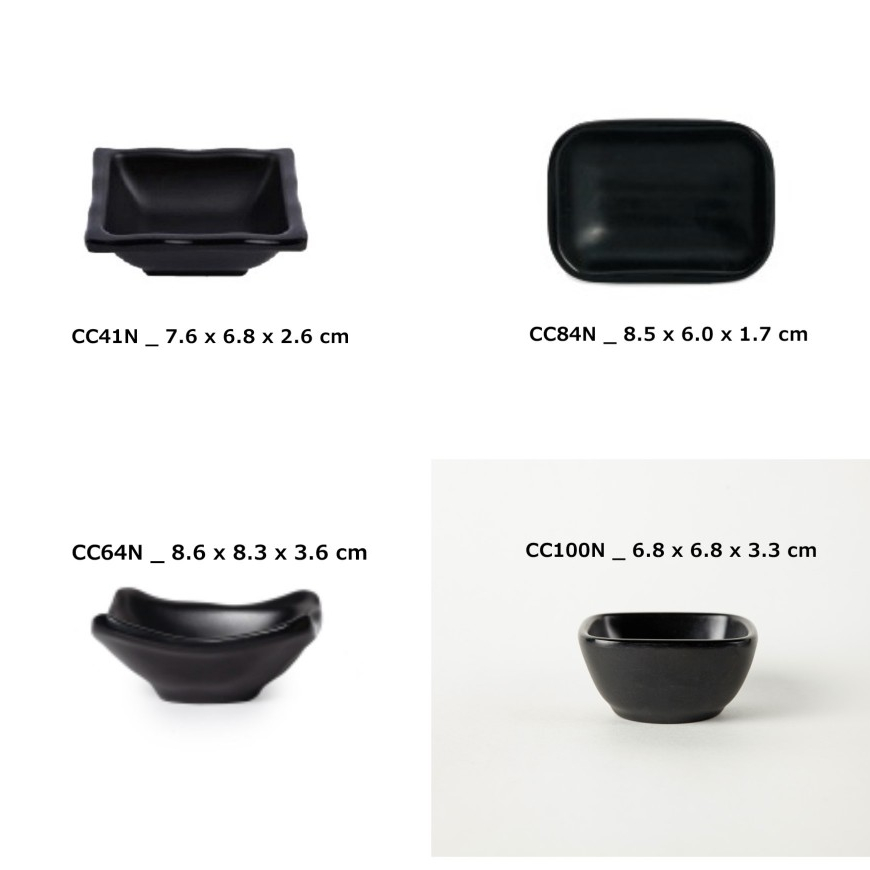 Chén chấm vuông/chữ nhật nhựa melamine màu đen nhám (CC41N/CC64N/CC84N/CC100N)