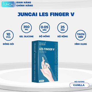 Bao cao su ngón tay Juncai LES FINGER siêu mỏng nhiều gel hương dịu nhẹ hộp 10 bao