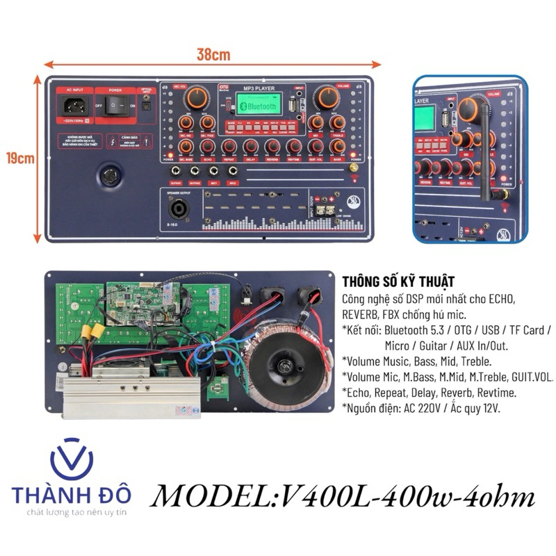 sản phẩm bo mạch V400L-400w-4ohm chính hãng