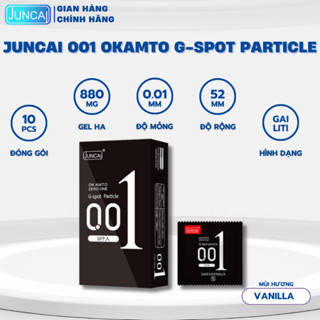 Bao cao su Siêu mỏng JUNCAI 001 Okamto G-Spot Black Gai liti Công nghệ Nhật Bản size 52mm