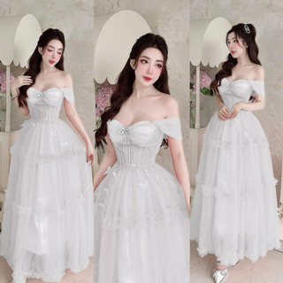 Đần dự tiệc LILYSTORE xoè trễ vai đính hạt full size s/m/l/xl