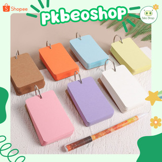  Set 50 tờ Flashcard nhiều màu Pkbeoshop thẻ học từ vựng viết công thức vẽ tranh ghi chú đánh dấu kèm khoen còng inox 