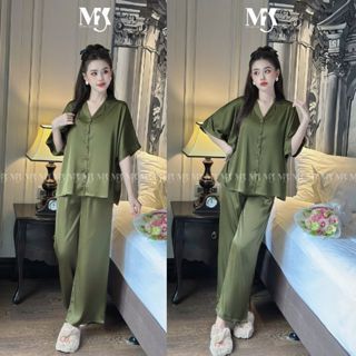 (MK06) Đồ Ngủ Pijama Bigsize, Đồ Ngủ Bigsize lụa Latin cao cấp mềm mại xinh xắn < 80KG