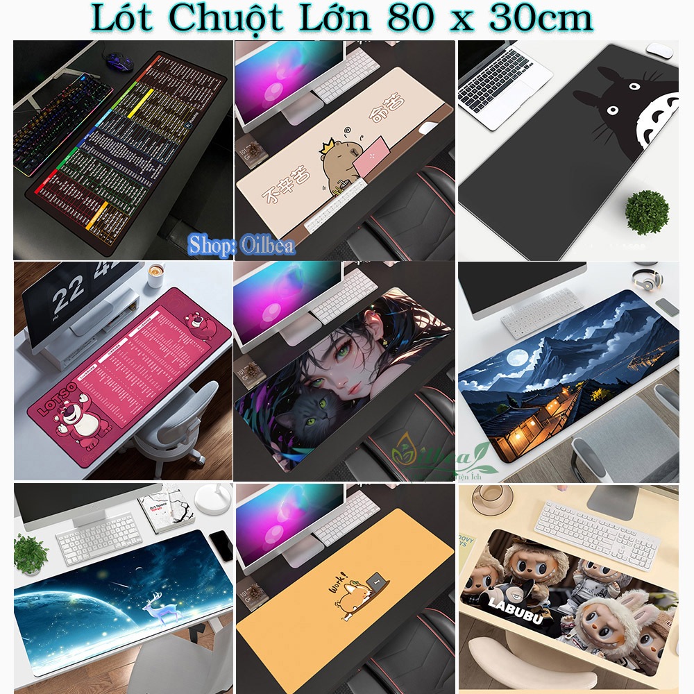 Lót chuột, bàn di chuột game cỡ lớn 30cm x 80cm với nhiều mẫu tự chọn