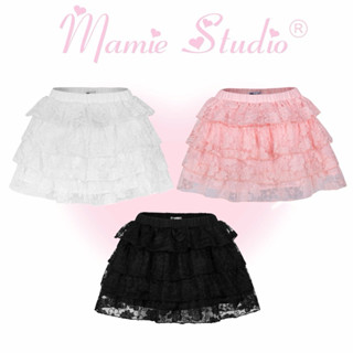 Chân váy Ren xếp tầng Mamie Studio dáng ngắn, váy xoè bồng bềnh, có quần bảo hộ