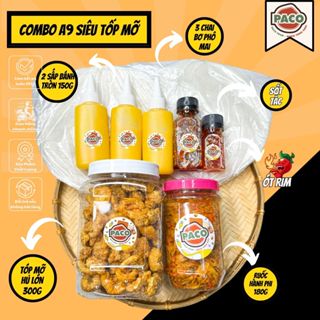 [SIÊU TÓP MỠ A9] Combo bánh tráng phơi sương Paco Food hủ tóp mỡ lớn 3 chai bơ 300g 300g bánh tráng phơi sương 1 hủ ruốc