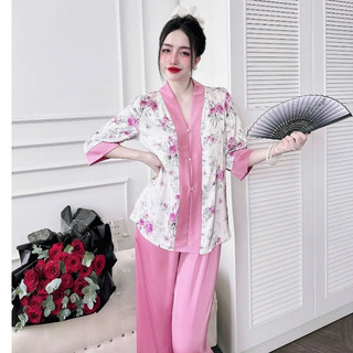 (50-90kg) Đồ lam đi chùa Bigsize thiết kế chất lụa latin mềm mát họa tiết sang trọng