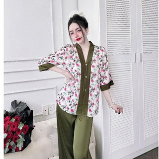 (50-90kg) Đồ lam đi chùa Bigsize thiết kế chất lụa latin mềm mát họa tiết sang trọng