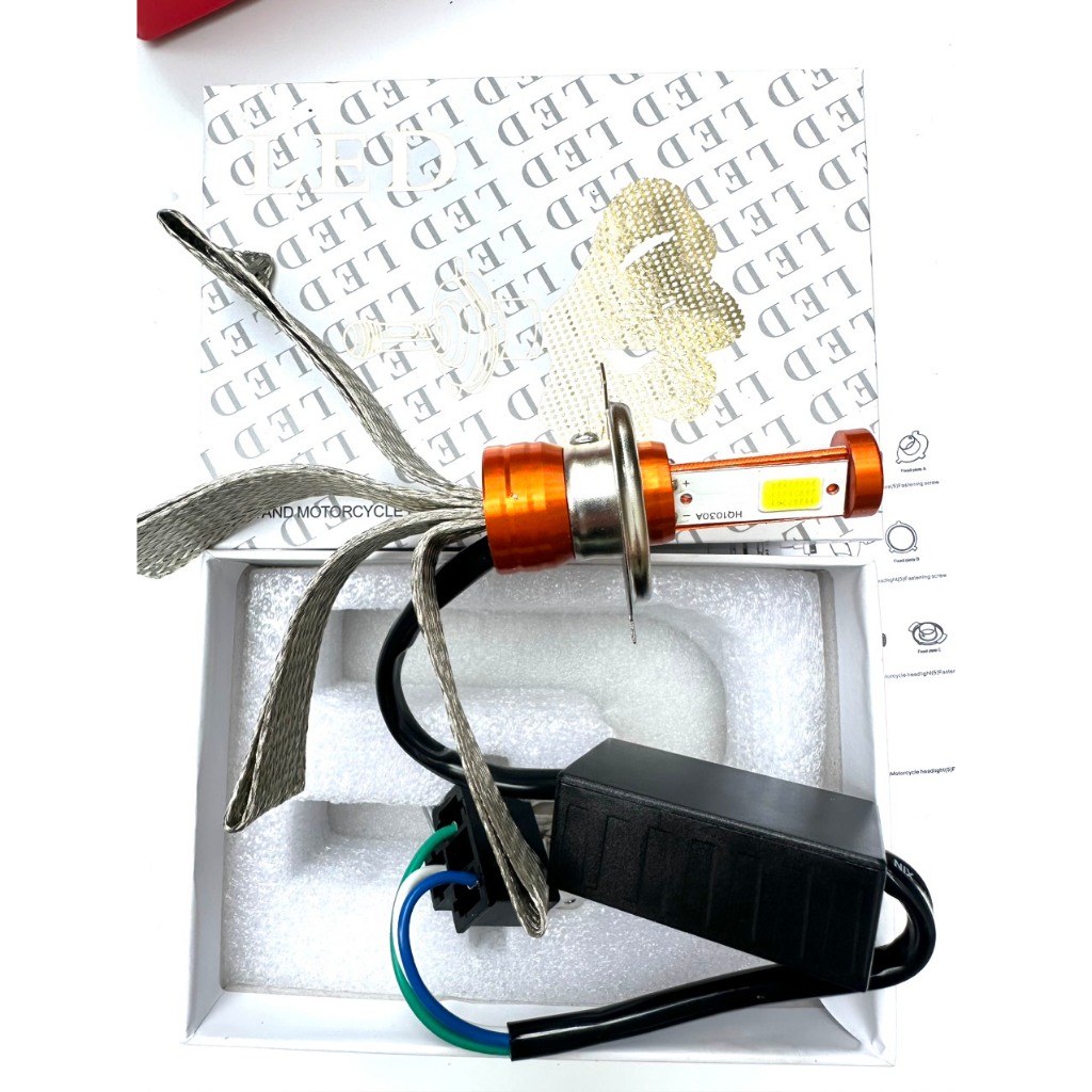 Đèn Led Xe Máy,Đèn Led 3 Tim H4 Có Đuôi Tản Nhiệt, Đèn Pha Xe Máy Siêu Sáng