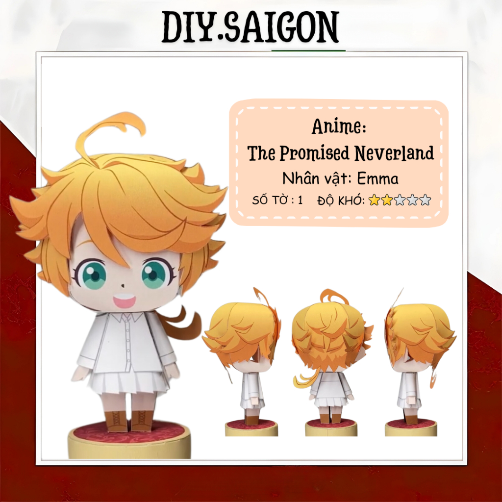 [The Promised Neverland] - Mô hình giấy Anime Chibi Emma