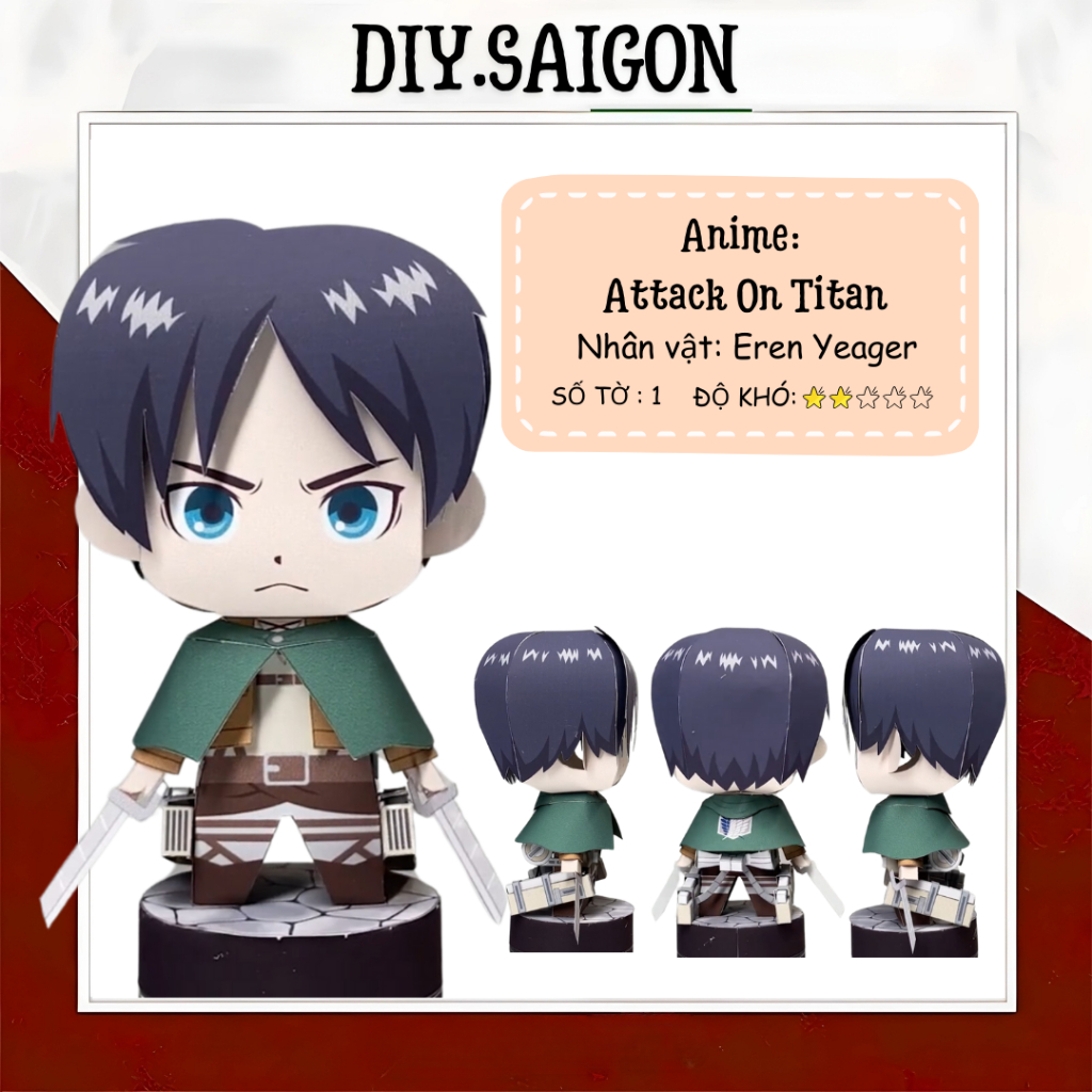 [Attack On Titan] - Mô hình giấy Anime Chibi Eren Yeager