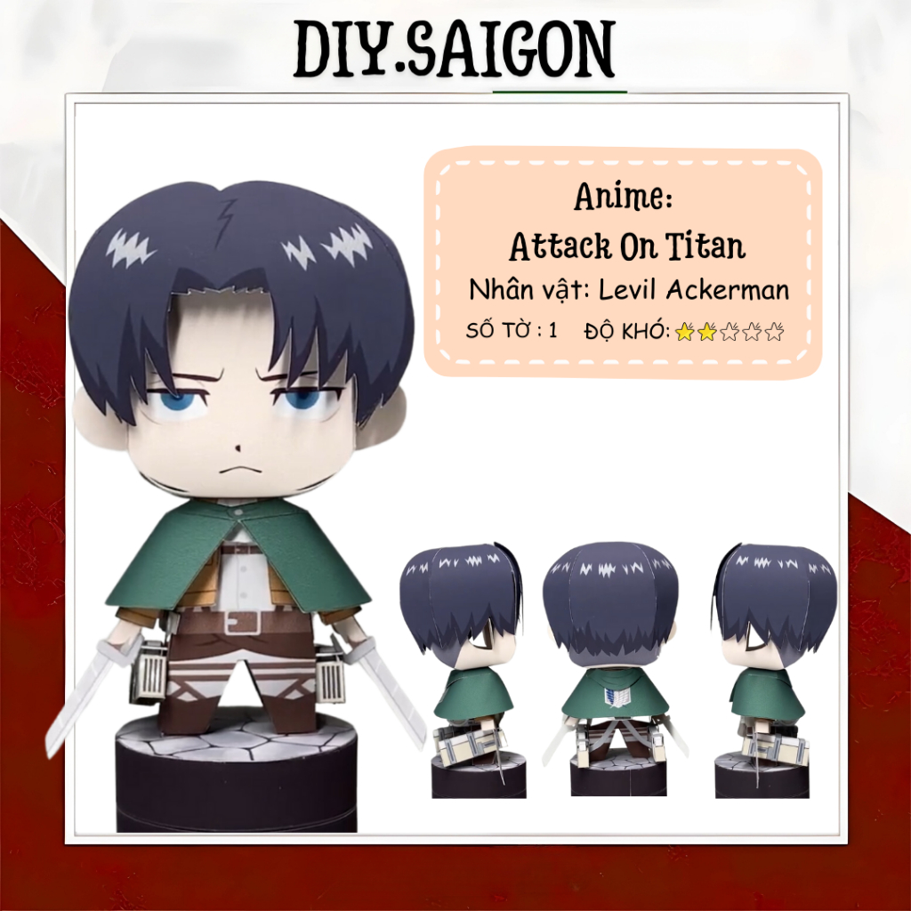 [Attack On Titan] - Mô hình giấy Anime Chibi Levil Ackerman