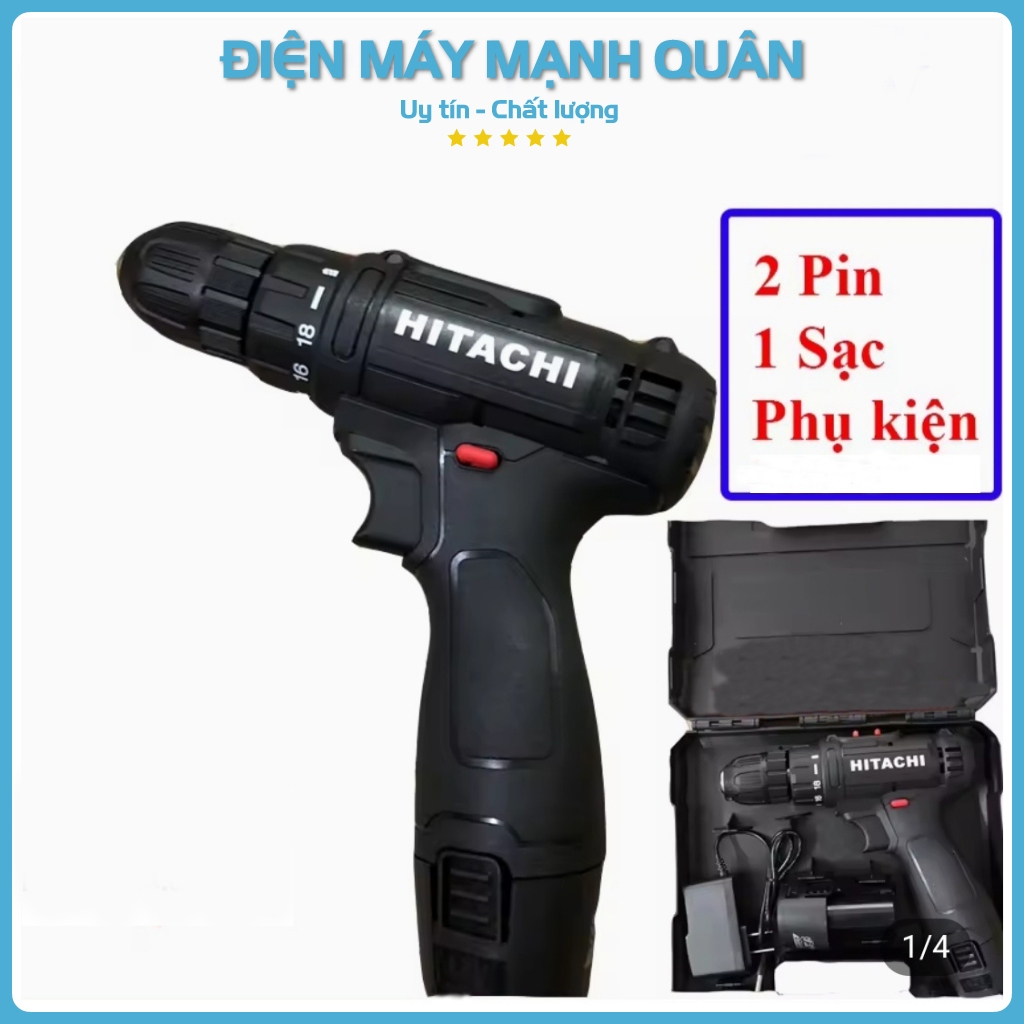 [ GIÁ RẺ] Máy Khoan Pin Hitachi 12V, Khoan Bắn Vít, 2 Pin
