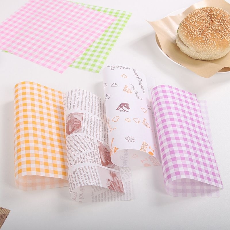 Giấy thấm dầu lót hộp bento, hamburger,sandwich, giấy lót hộp bã mía 18x18cm