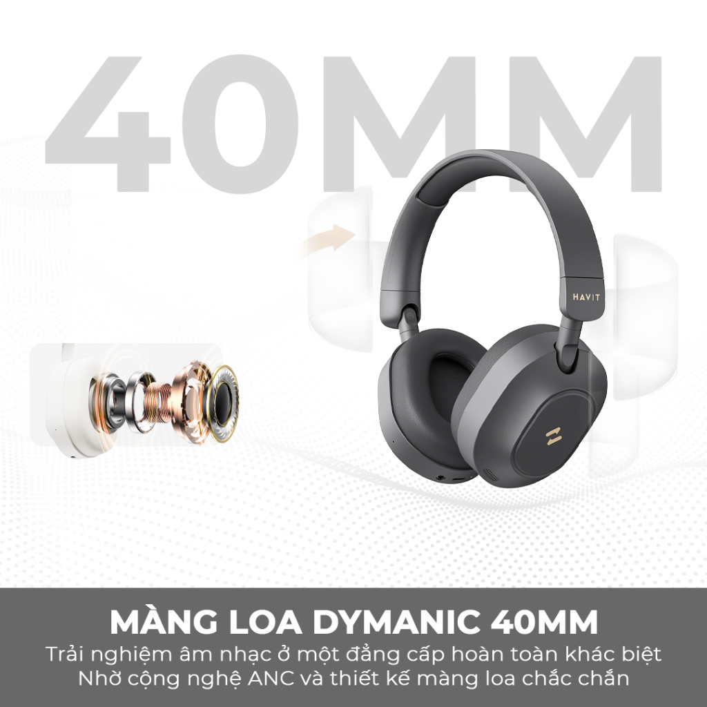 Tai Nghe Headphone Bluetooth HAVIT LIFE NC01H - H668BT, Chống Ồn Chủ Động ANC -25dB, Nghe Nhạc 80H, Hỗ Trợ APP Kết Nối | BigBuy360 - bigbuy360.vn