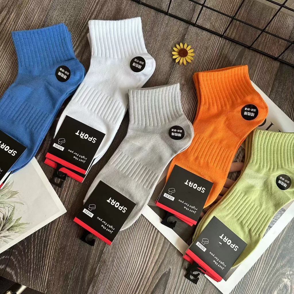 5 đôi tất nam cổ ngắn style thể thao kháng khuẩn Sport 5 màu