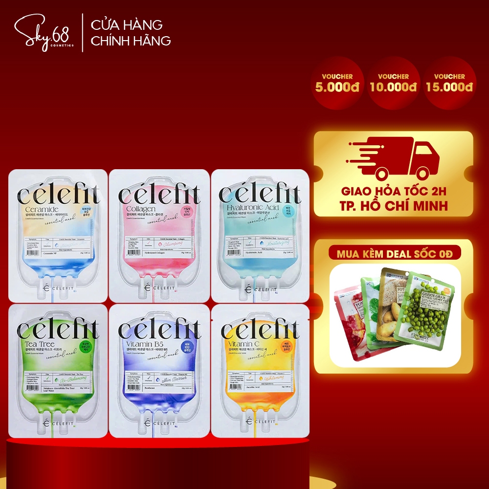 Combo 5 Mặt Nạ Cấp Ẩm, Dưỡng Da Celefit Essential Mask 23gx5