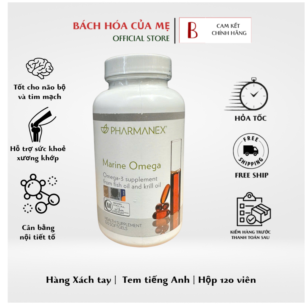 Dầu Cá NUSKIN Marine Omega - Tem tiếng Anh, hàng nước ngoài (120 viên, date mới nhất))