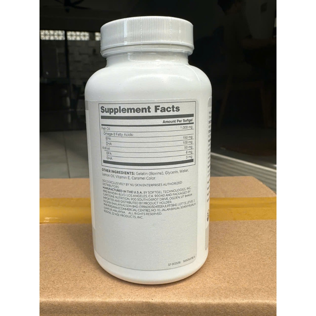 Dầu Cá NUSKIN Marine Omega - Tem tiếng Anh, hàng nước ngoài (120 viên, date mới nhất))