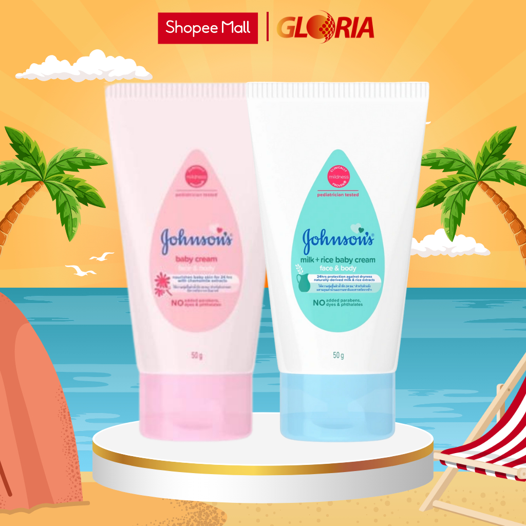 Kem Dưỡng Da Chiết Xuất Sữa Và Gạo Johnson's Milk And Rice Baby Cream 50g (Xanh/Hồng)