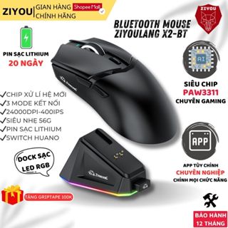 Chuột Không Dây Bluetooth Gaming Ziyou X2-BT Có App Macro, Dock Sạc LED RGB, Chip PAW3311 - 24000DPI