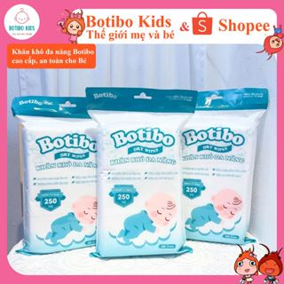 Combo 3 túi giấy khăn vải khô đa năng cho mẹ và bé Botibo Kids 250 tờ-300gram mềm mịn an toàn cho da nhạy cảm