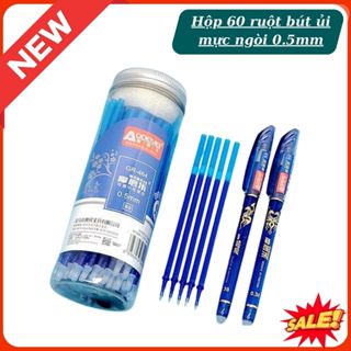 Hộp 60 ruột bút ủi mực ngòi 0.5mm ( Tặng kèm 2 bút) - - bút vẽ vải - bút vẽ bay màu-có 3 màu ,xanh-đỏ -đen