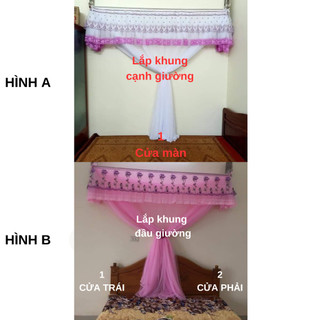Màn Mùng khung xếp gọn phối ren kiểu nhiều màu cho khách lựa chọn