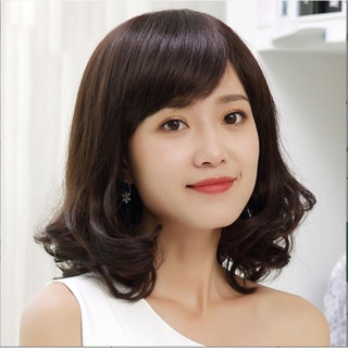 Tóc giả có mái cho nữ Tóc giả Hàn Quốc trẻ đẹp Tóc trung niên xoăn ngang vai có mái S02TN16