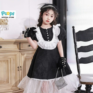 Váy Công Chúa Poopi Màu Đen Phối Bèo Phong Cách Tiểu Thư Sang Chảng Cho Bé Gái