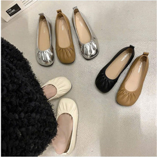 Giày búp bê nữ kiểu nhúm mũi tròn siêu xinh, Mary Jane nữ da mềm cực êm, giày lolita nữ đế bằng chống trơn trượt P-0221