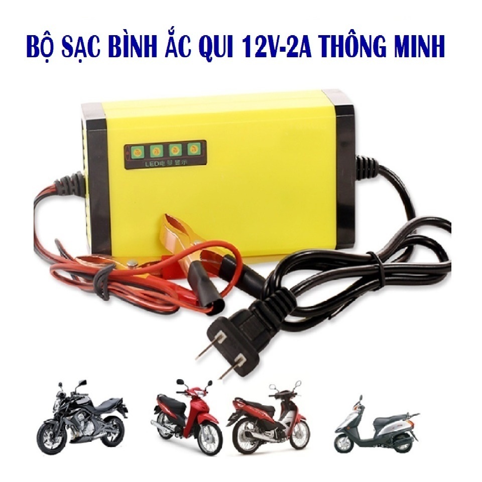 Bộ sạc bình ắc quy ô tô xe máy 𝟭𝟮𝗩 - 30ah tự ngắt điện khi đầy