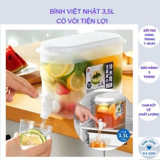  Bình nước có vòi để tủ lạnh 3.5l việt nhật chịu nhiệt Bình đựng nước có vòi để tủ lạnh 3.5l cao cấp 