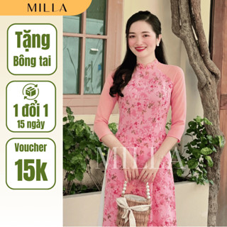 [HỎA TỐC] Áo Dài Hoa Nhí Tết 4 Tà Truyền Thống Vải Voan Đẹp Ép Nổi May Sẵn Trẻ Trung MLAV17