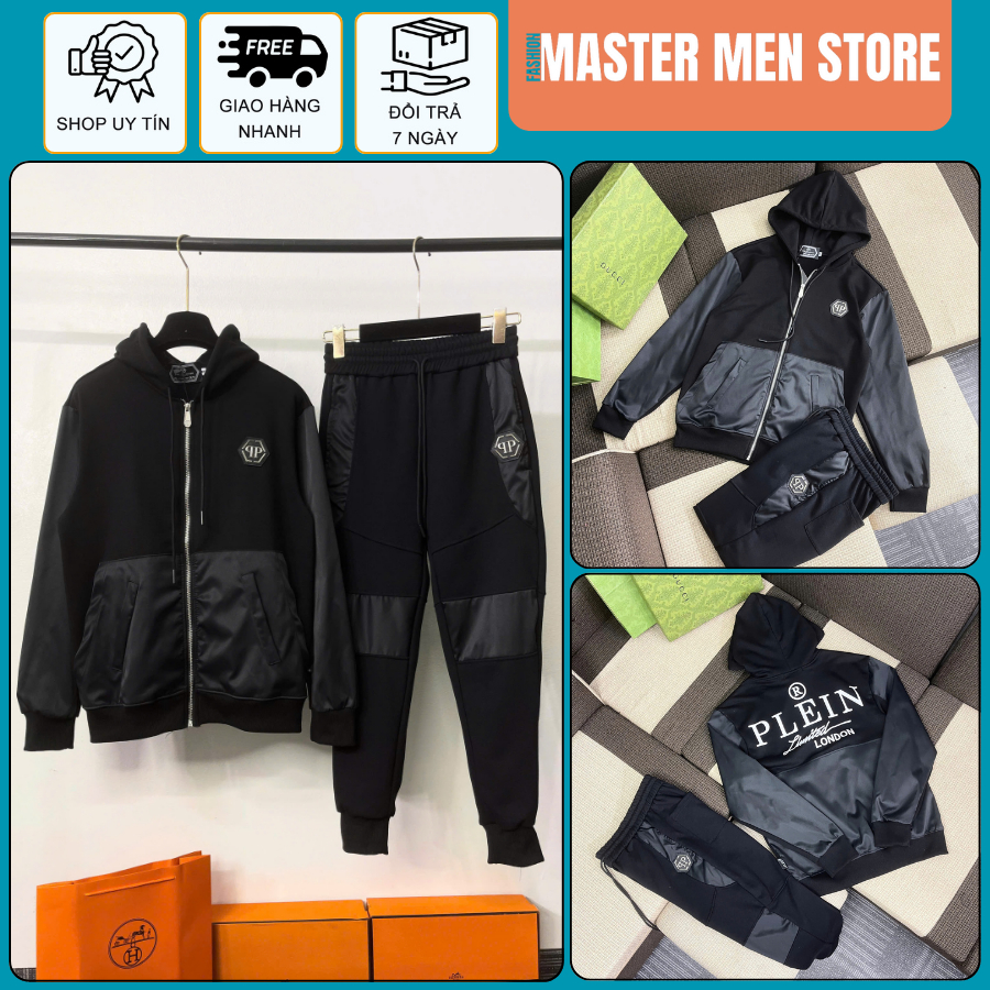 Bộ Nỉ Nam Phi lipp Phối Gió Có Mũ Cao Cấp - Bộ Nỉ Nam Philip Logo Sắt Siêu Đẹp In Chữ To Sau Lưng