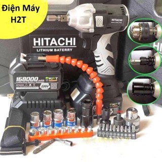 Máy siết bulong Hitachi, máy khoan pin 220V động cơ không chổi than + Tặng Full phụ kiện