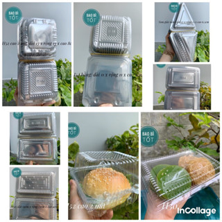 [1 Lốc 100 hộp] Hộp nhựa trong PET đựng thực phẩm bánh kẹo xôi..