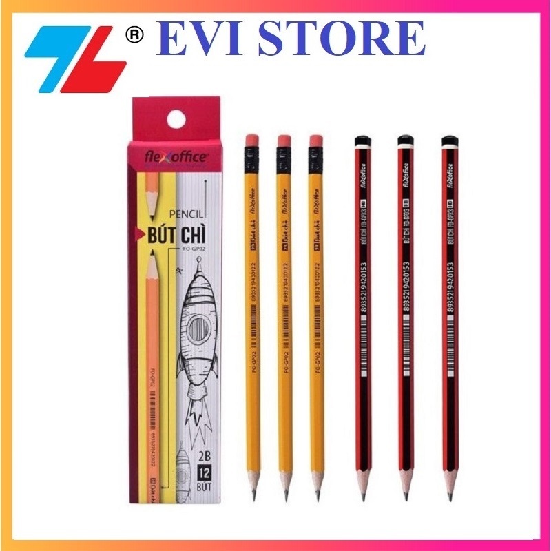 Hộp bút chì gỗ 2B Flexoffice - Chì Thiên Long GP03 / GP07 / GP021 / TP-GP03