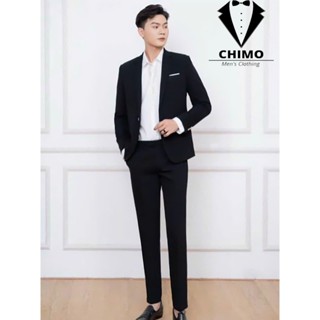(COMBO 6 MÓN)Bộ Vest Nam 1 Khuy gồm Áo và Quần, Form dáng Hàn Quốc trẻ trung sang trọng,Tặng Cavat+Ghim cài+Sịp+Móc treo