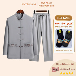  Bộ quần áo nam trung niên tay dài Hàng cực đẹp Chất cực tốt đũi thái thấm hút mồ hôi 