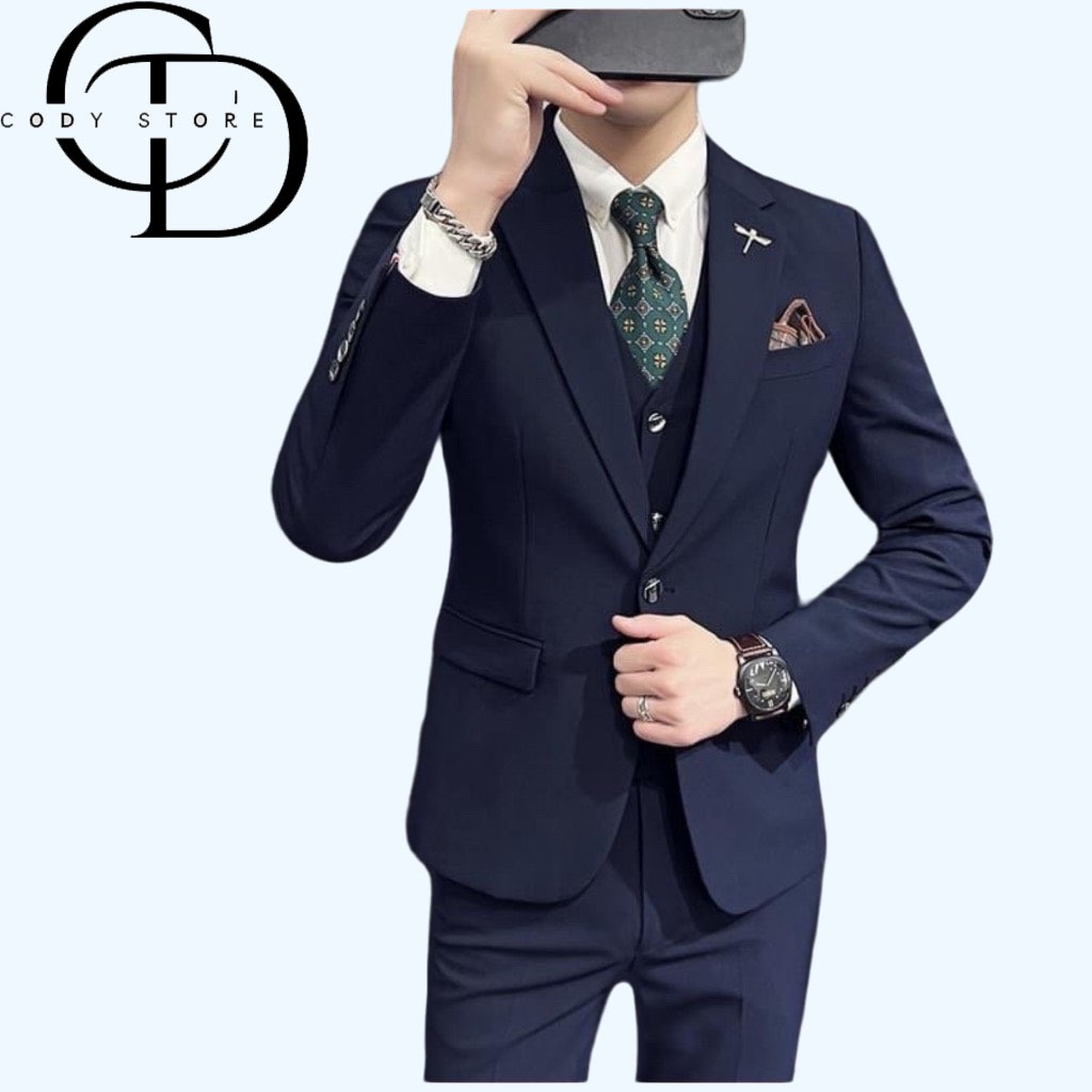 Bộ vest nam 2 lớp đẹp giá tại xưởng. Chuẩn form dáng Hàn Quốc Lịch Lãm. Tặng kèm Cavat + Ghim Cài