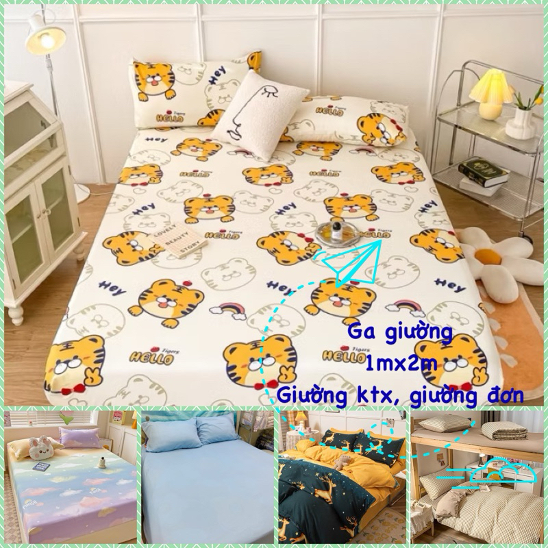 Ga giường 1mx2m (dành cho giường ký túc xá, giường tầng) vải cotton polly thoáng mát
