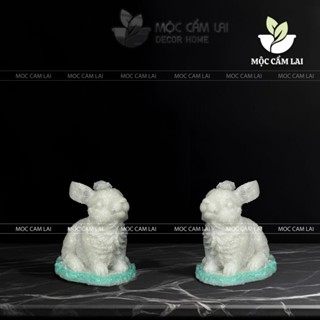  Mô Hình Tượng Chú Thỏ Mini Decor Trang Trí Chất Liệu Bột Đá Composite - Mộc Cẩm Lai 